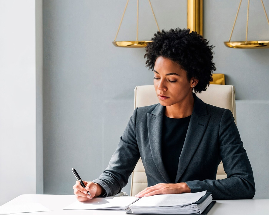 Professional providing pro bono consulting services in modern office setting